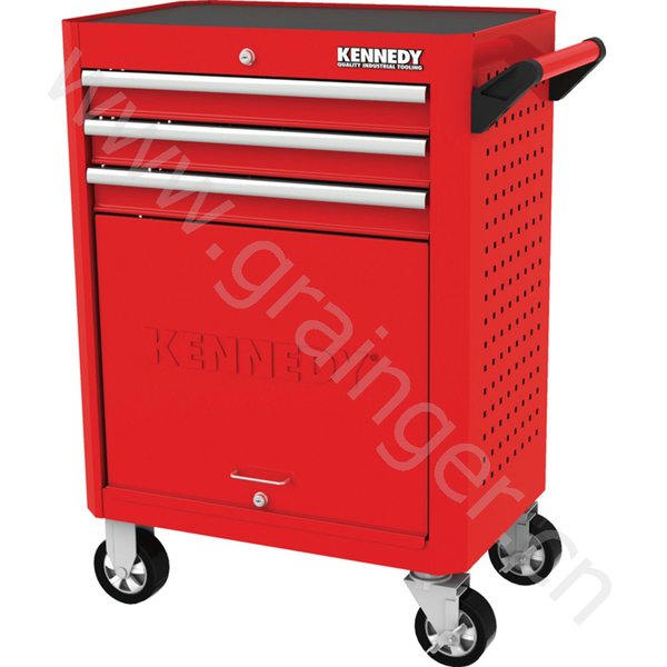 肯尼迪KENNEDY 大号3抽屉轮式工具柜(红色, 28