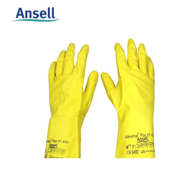 安思尔ANSELL 天然橡胶手套 黄色 87-650-10#